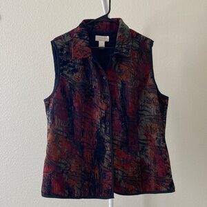 C. J. Banks Womenʻs Plus Size Reversible Abstract Tapestry Button Up Vest 1X